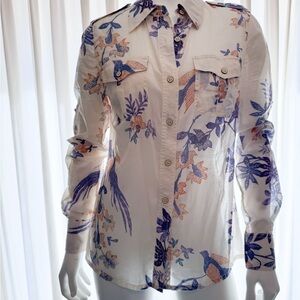 Tory Burch Floral and Bird Button-Up Shirt